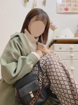 「ehka sopo（エヘカソポ）のアイテム（ステンカラーコート）」を使った、いぬぬさん（レディース・158cm）の冬コーディネート