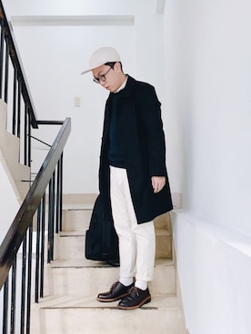 「MUJI」｜「アイテム（トレンチコート）」を使った、Jin Huangさん（メンズ・162cm）の春コーディネート