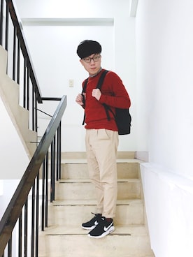 「搭配」｜「アイテム（トップス）」を使った、Jin Huangさん（メンズ・162cm）の春コーディネート