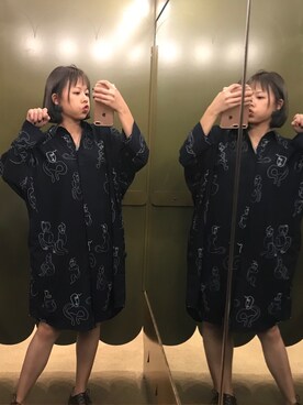 「MONKI（モンキ）のアイテム（シャツワンピース）」を使った、china11さん（レディース・160cm）の秋コーディネート