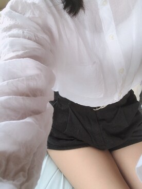 「？？のアイテム（ポロシャツ、ホワイト系）」を使った、住民Bさん（レディース・151cm）の春コーディネート