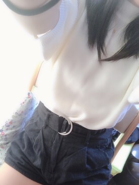 「しまむら（シマムラ）のアイテム（パンツ、ブラック系）」を使った、住民Bさん（レディース・151cm）の夏コーディネート