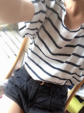 「しまむら（シマムラ）のアイテム（パンツ、ブラック系）」を使った、住民Bさん（レディース・151cm）の夏コーディネート