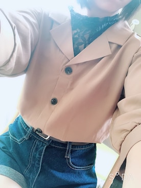 「しまむら（シマムラ）のアイテム（トップス、ブラウン系）」を使った、住民Bさん（レディース・151cm）の夏コーディネート