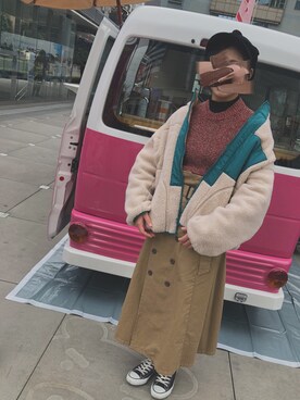 「アイラブCONVERSE」｜「アイテム（ハンチング/ベレー帽）」を使った、早 姫さん（レディース・164cm）の冬コーディネート