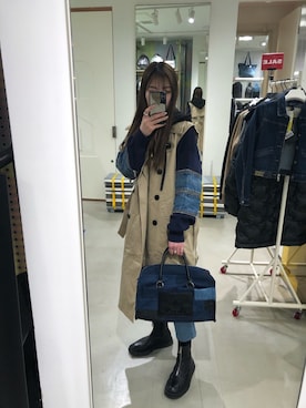 「ディーゼル」｜「アイテム（トレンチコート）」を使った、우타너 (うたの)さん（レディース・161cm）の冬コーディネート