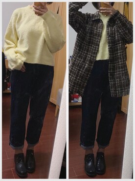 「盐系风格」｜「アイテム（アンダーウェア）」を使った、染小柒さん（レディース・168cm）の秋コーディネート
