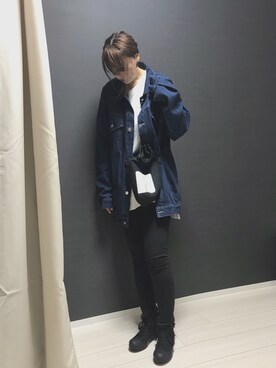 「unrelaxing（アンリラクシング）のアイテム（デニムジャケット）」を使った、shibanさん（レディース・157cm）の秋コーディネート