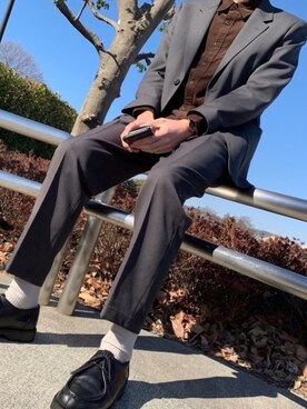 「チロリアンシューズ」｜「アイテム（その他アウター）」を使った、けんしょーさん（メンズ・172cm）の春コーディネート