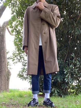 「アイテム（ステンカラーコート）」を使った、けんしょーさん（メンズ・172cm・20代）の春コーディネート