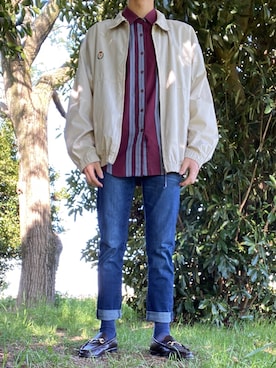 「CHAPS（チャップス）のアイテム（ブルゾン）」を使った、けんしょーさん（メンズ・172cm）の春コーディネート