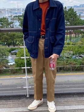 「フレンチカジュアル」｜「アイテム（デニムジャケット）」を使った、けんしょーさん（メンズ・172cm）の秋コーディネート