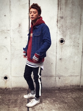 「H&M（エイチ・アンド・エム）のアイテム（タンクトップ）」を使った、KEIJIさん（メンズ・170cm）の冬コーディネート