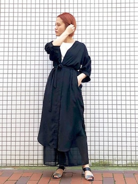 「スタッフコーデ」｜「アイテム（その他アウター）」を使った、Serinaさん（レディース・160cm）の夏コーディネート