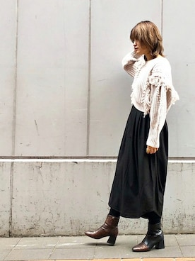 「スタッフコーデ」｜「アイテム（ワンピース/ドレス）」を使った、Serinaさん（レディース・160cm）の冬コーディネート