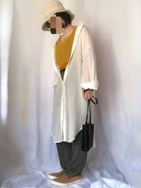 「マスタード」｜「アイテム（シャツワンピース）」を使った、hiroさん（レディース・152cm）の秋コーディネート