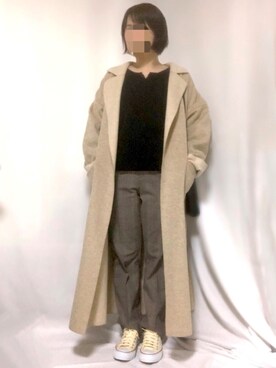 「秋のカフェオレコーデ」｜「アイテム（チェスターコート）」を使った、hiroさん（レディース・152cm）の秋コーディネート