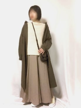 「秋のカフェオレコーデ」｜「アイテム（シャツワンピース）」を使った、hiroさん（レディース・152cm）の秋コーディネート