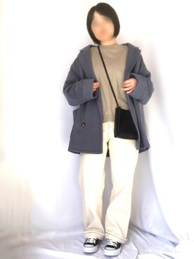 hiroさんの「ニットメルトンルーズシルエットダブルテーラードジャケット」を使ったコーディネート