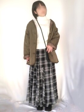 「チェック柄に恋してる」｜「アイテム（ノーカラージャケット）」を使った、hiroさん（レディース・152cm）の秋コーディネート