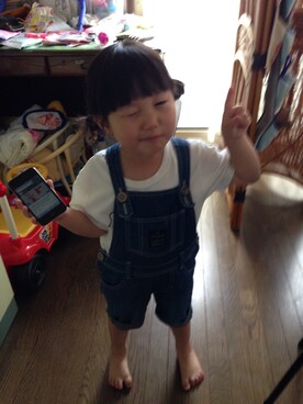 「アイテム（サロペット/オーバーオール）」を使った、こっちさん（キッズ・90cm）の夏コーディネート
