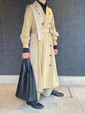 「マルジェラ」｜「アイテム（トレンチコート）」を使った、obakefashionさん（メンズ・174cm）の冬コーディネート