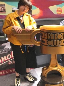 「原宿」｜「アイテム（オールインワン・サロペット）」を使った、よっさんさん（レディース・153cm）の春コーディネート