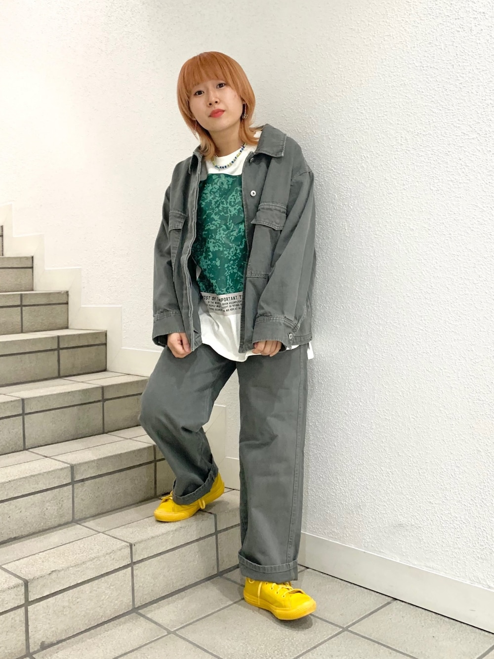 「私の推しブランド、セットアップ、春コーデ、低身長、パンツスタイル、ボーイッシュ、コンバース」｜「OUTLETのバイオ加工ポケブルゾン（ジャケット/アウター、ブラック系）」を使った、よっさんさん（レディース・153cm）の冬コーディネートの1枚目の写真