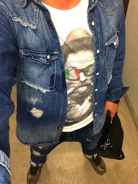 「muta（ムータ）のアイテム（バッグ）」を使った、MABUさん（メンズ・165cm）の秋コーディネート