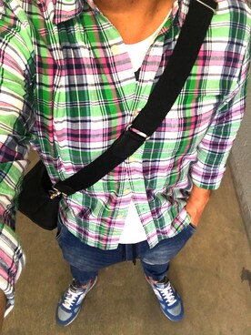 「muta（ムータ）のアイテム（バッグ）」を使った、MABUさん（メンズ・165cm）の秋コーディネート