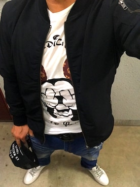 「BAYFLOW（ベイフロー）のアイテム（MA-1）」を使った、MABUさん（メンズ・165cm）の秋コーディネート