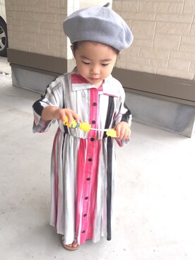 「ガウン」｜「アイテム（ワンピース/ドレス）」を使った、yu+kenさん（キッズ・80cm）の春コーディネート