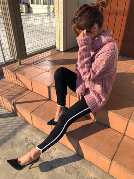 「ボリュームニット」｜「アイテム（パンプス）」を使った、chikaさん（レディース・158cm）の冬コーディネート