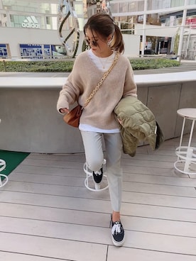 「シンフルコーデ」｜「アイテム（ノーカラージャケット）」を使った、chikaさん（レディース・158cm）の秋コーディネート