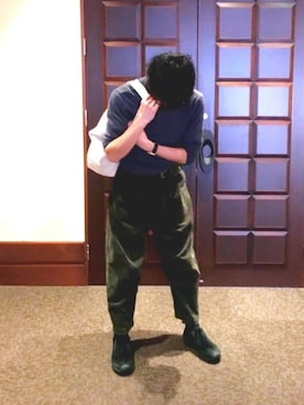 「MERRELL（メレル）のアイテム（スリッポン）」を使った、古川優さん（メンズ・175cm）の冬コーディネート