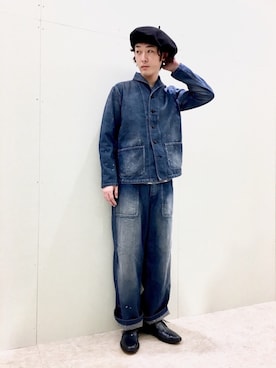 「Johnbull Private labo（ジョンブルプライベートラボ）のアイテム（ハンチング/ベレー帽）」を使った、J2さん（メンズ・180cm）の冬コーディネート