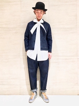 「Johnbull Private labo（ジョンブルプライベートラボ）のアイテム（デニムジャケット）」を使った、J2さん（メンズ・180cm）の冬コーディネート