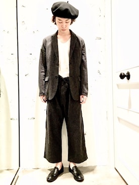 「Johnbull Private labo（ジョンブルプライベートラボ）のアイテム（ハンチング/ベレー帽）」を使った、J2さん（メンズ・180cm）の春コーディネート