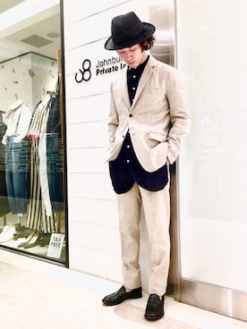 「Johnbull Private labo（ジョンブルプライベートラボ）のアイテム（テーラードジャケット）」を使った、J2さん（メンズ・180cm）の春コーディネート
