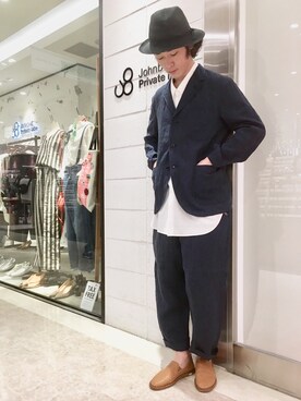 「Johnbull Private labo（ジョンブルプライベートラボ）のアイテム（テーラードジャケット）」を使った、J2さん（メンズ・180cm）の春コーディネート