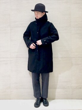 「Johnbull Private labo（ジョンブルプライベートラボ）のアイテム（ステンカラーコート）」を使った、J2さん（メンズ・180cm）の秋コーディネート