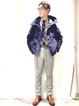 「Johnbull Private labo（ジョンブルプライベートラボ）のアイテム（ナイロンジャケット）」を使った、J2さん（メンズ・180cm）の秋コーディネート