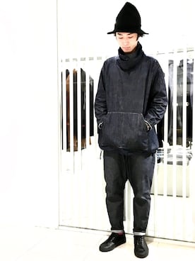 「Johnbull Private labo（ジョンブルプライベートラボ）のアイテム（パーカー）」を使った、J2さん（メンズ・180cm）の冬コーディネート