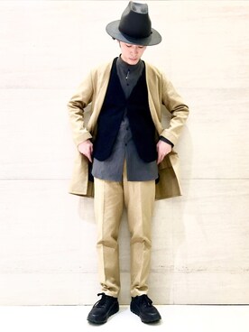 「Johnbull Private labo（ジョンブルプライベートラボ）のアイテム（帽子）」を使った、J2さん（メンズ・180cm）の冬コーディネート