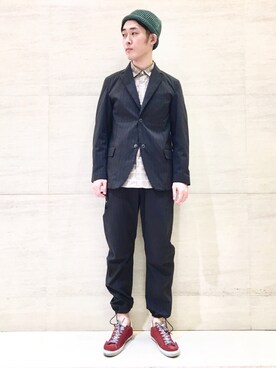 「Johnbull Private labo（ジョンブルプライベートラボ）のアイテム（帽子）」を使った、J2さん（メンズ・180cm）の春コーディネート