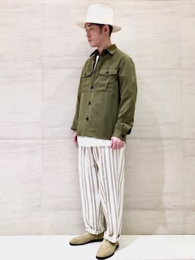 「Johnbull Private labo（ジョンブルプライベートラボ）のアイテム（帽子）」を使った、J2さん（メンズ・180cm）の春コーディネート
