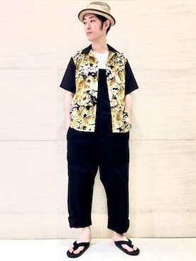 「Johnbull Private labo（ジョンブルプライベートラボ）のアイテム（サロペット/オーバーオール）」を使った、J2さん（メンズ・180cm）の春コーディネート