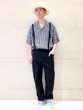 「Johnbull Private labo（ジョンブルプライベートラボ）のアイテム（帽子）」を使った、J2さん（メンズ・180cm）の春コーディネート