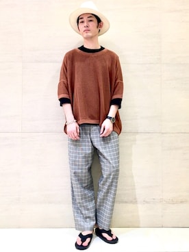 「Johnbull Private labo（ジョンブルプライベートラボ）のアイテム（帽子）」を使った、J2さん（メンズ・180cm）の春コーディネート