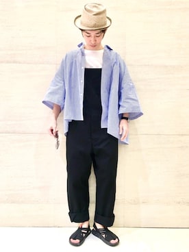 「Johnbull Private labo（ジョンブルプライベートラボ）のアイテム（サロペット/オーバーオール）」を使った、J2さん（メンズ・180cm）の春コーディネート